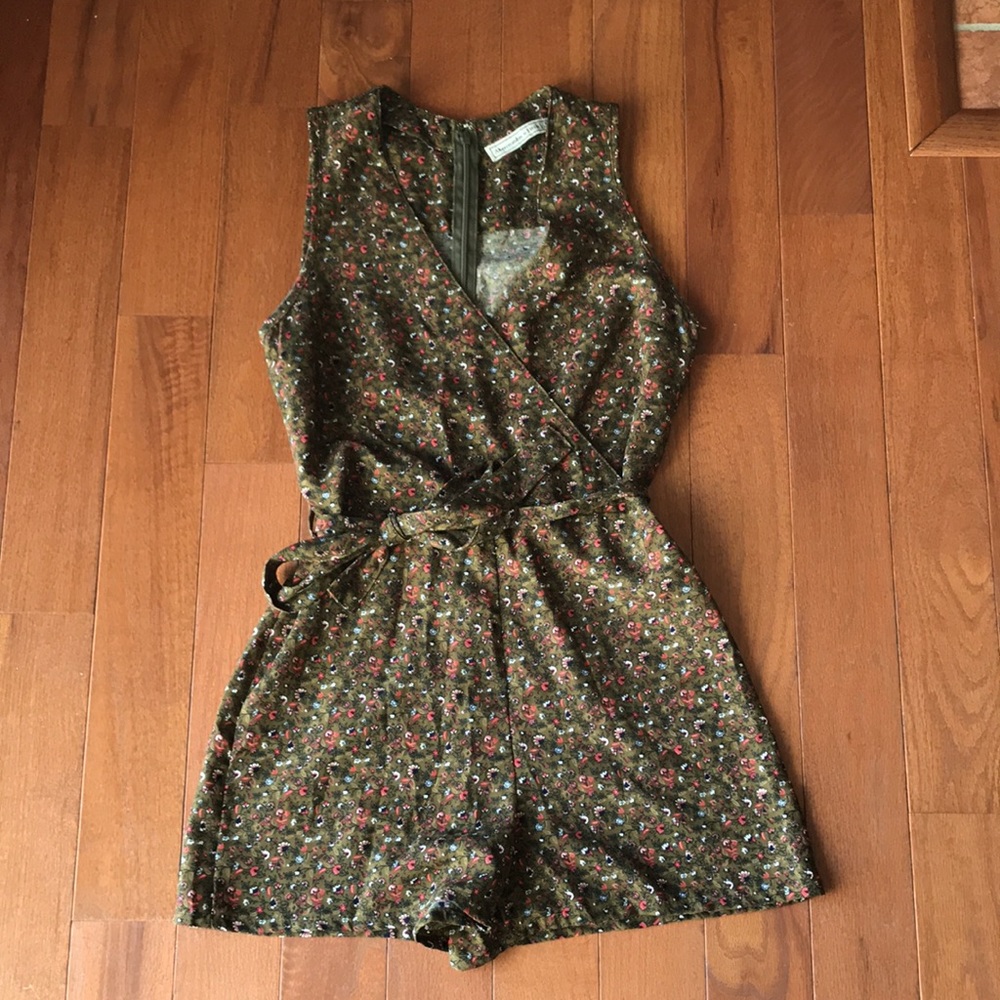 Abercrombie Olive Green and Floral Romper